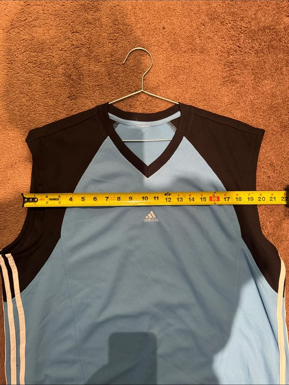 adidas Light Blue & Black Sleeveless Sports Jersey